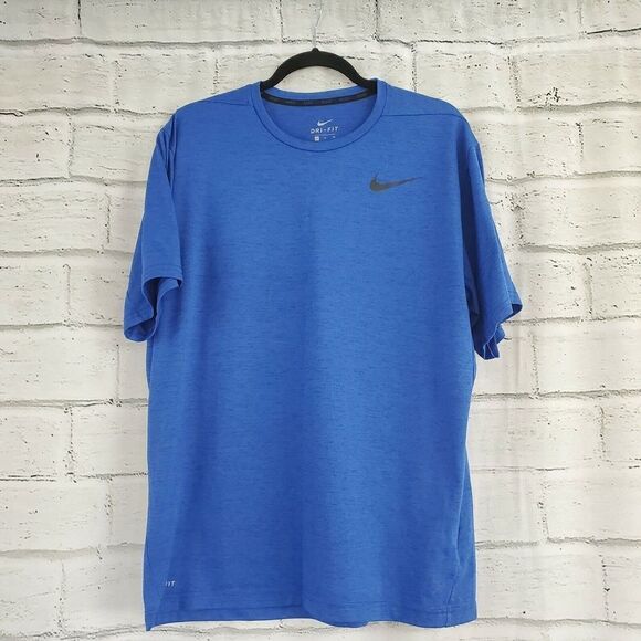 Nike Men's Dri-Fit Touch Heather Short Sleeve T-Shirt Sz XL Blue 742228-480 - Picture 1 of 6